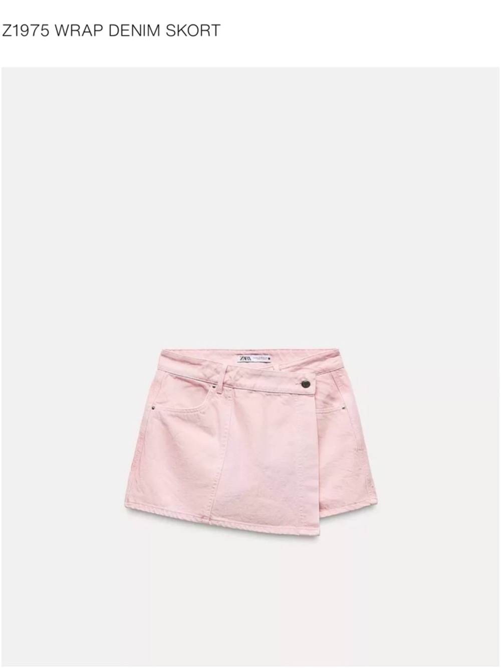 Zara Light Pink Wrap Denim Skort